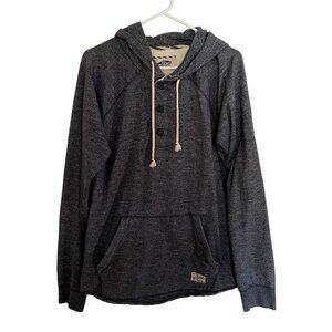 Men's Heathered Hoodie with Button Placket - Dark Gray